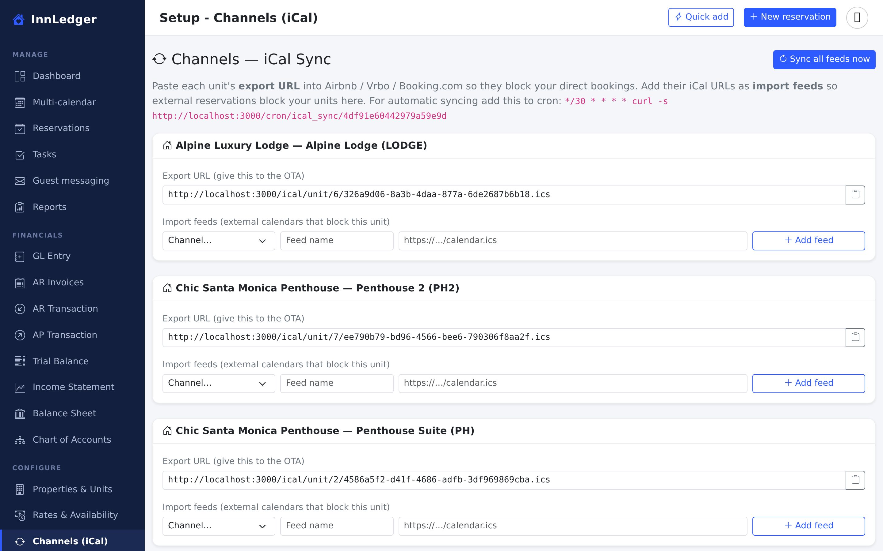 iCal channel sync